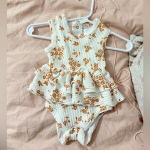 Rachel Zoe Cream and Orange Floral Baby Romper